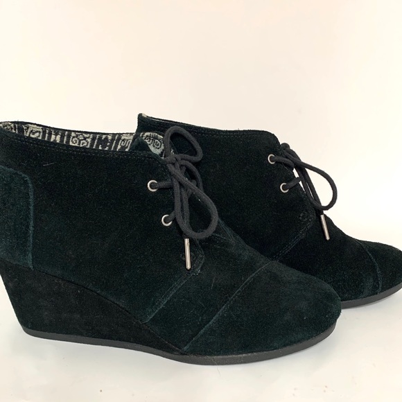 Toms black suede wedge booties - Picture 2 of 7